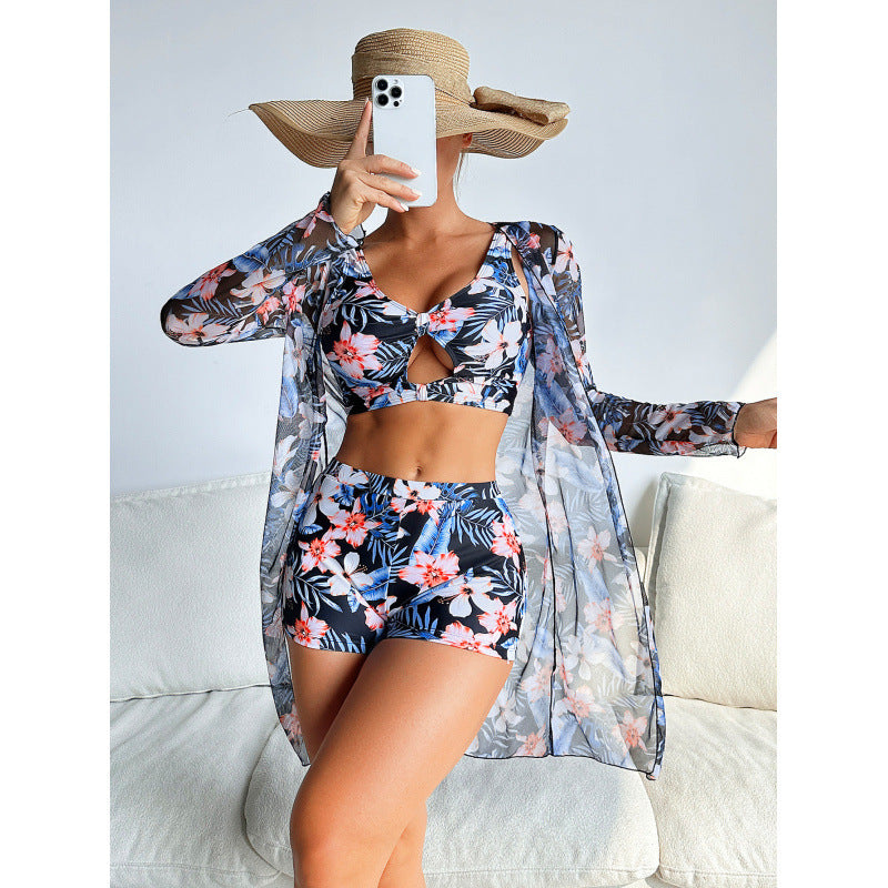 Ensemble de bikini avec kimono transparent et imprimé floral par berg-feldt pour femme