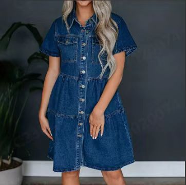 Women's Denim Button-Up Layered Dress berg-feldt