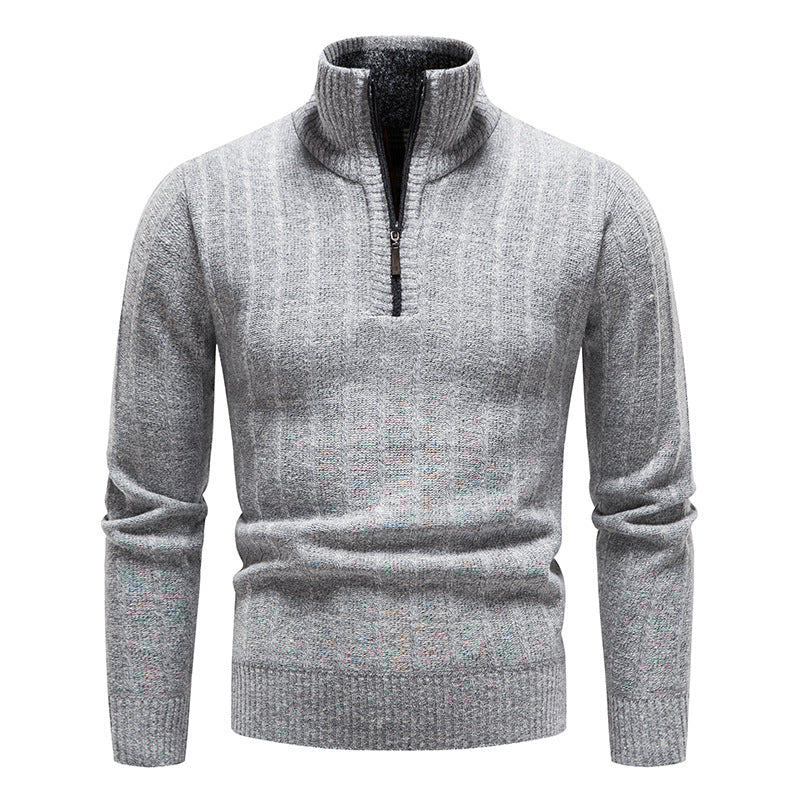 Herren eleganter Strickpullover mit Stehkragen und kurzer Reißverschluss Berg-Feldt