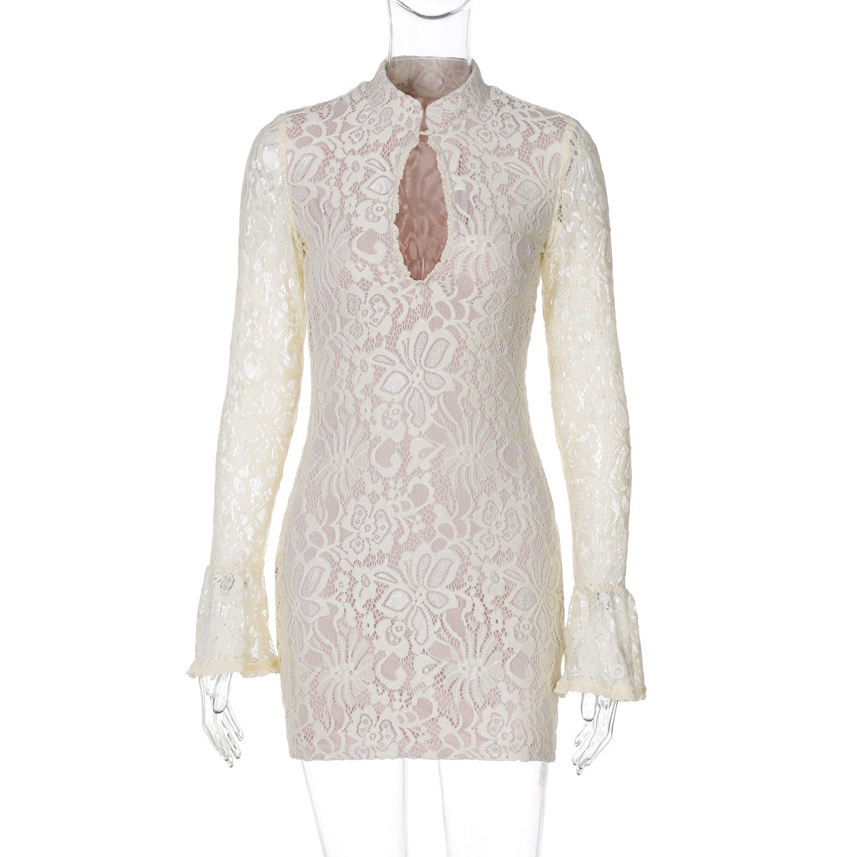Elegante Damenspitze Kleid mit Stehkragen und edlen Details von berg-feldt