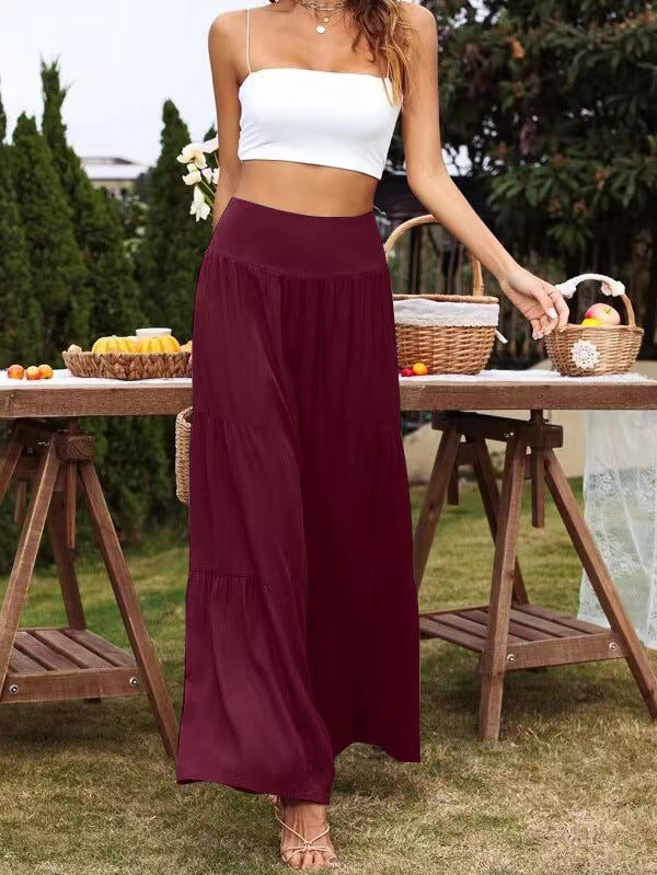 Sommerhose für Damen, weit geschnitten, hoher Bund, Volants, berg-feldt