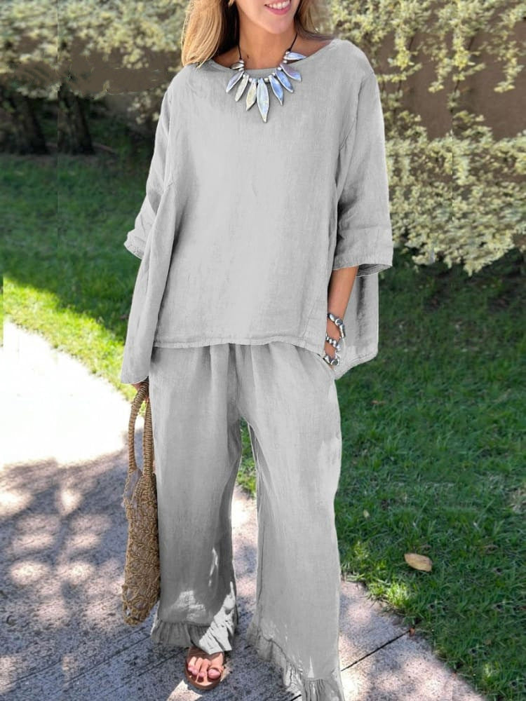 Ensemble de détente pour femme avec pantalon large et haut décontracté par berg-feldt