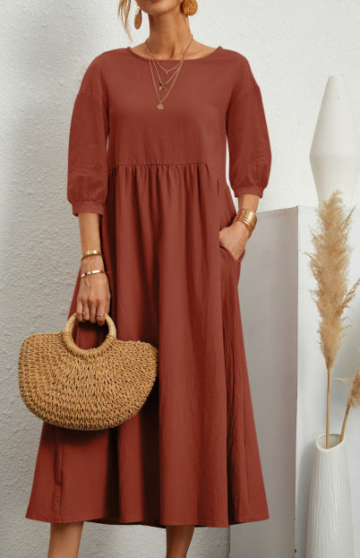 Robe longue décontractée pour femme avec manches vaporeuses et poches latérales Berg-Feldt