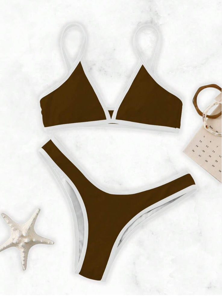Berg-Feldt Ensemble Bikini Triangle pour Femme avec Détails Contrastés