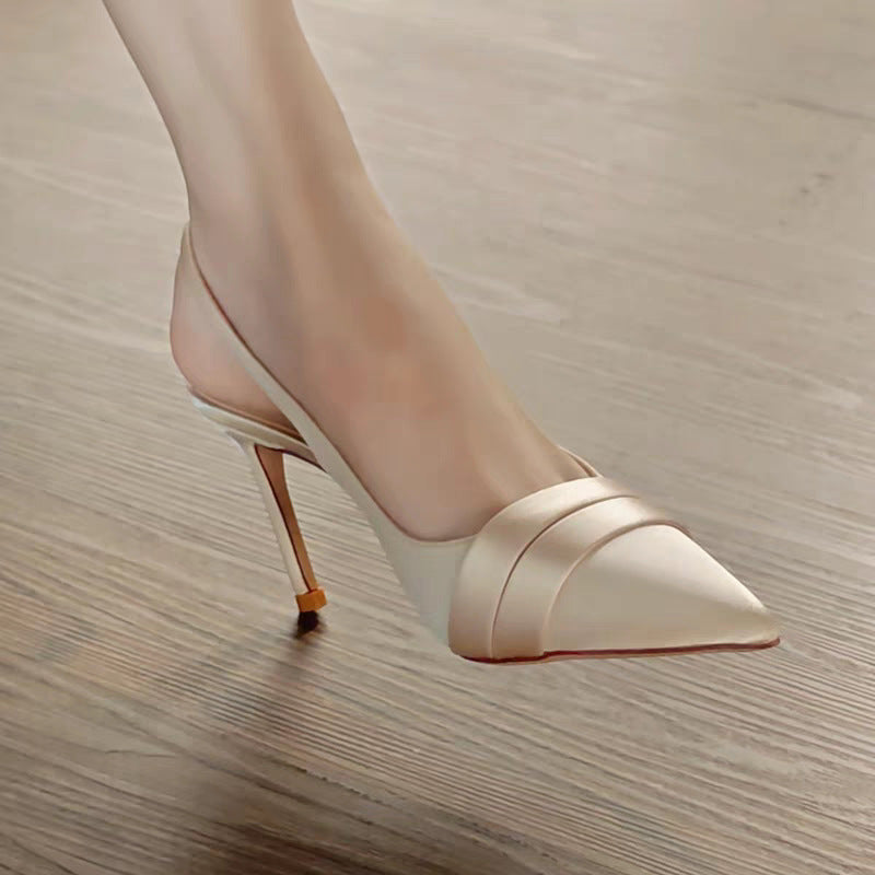 Berg-Feldt Damen High Heels Slingbacks mit Spitzzeh und Falten