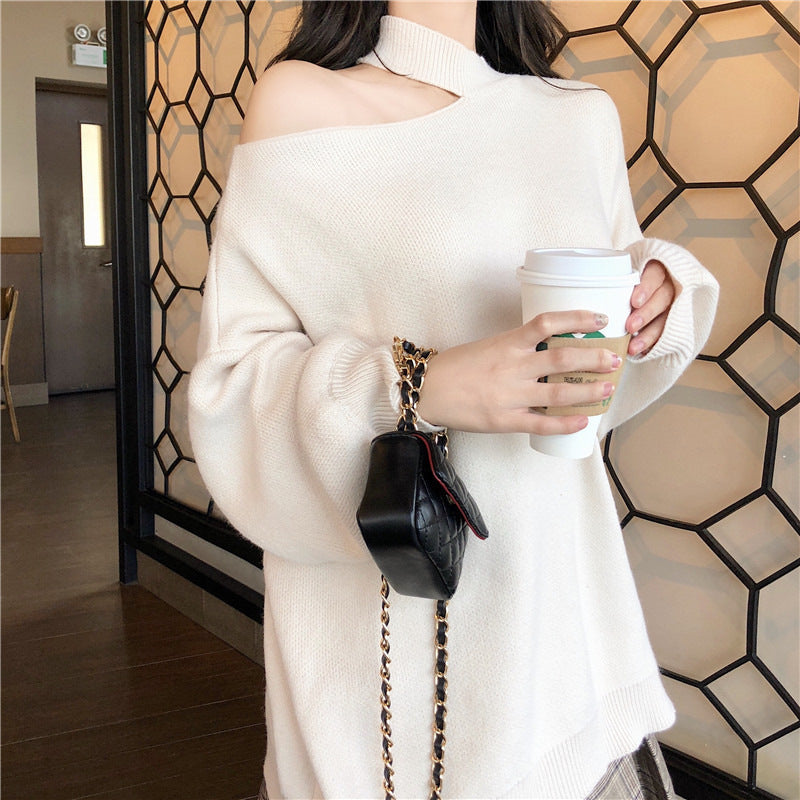 Damen-Pull oversize tendance avec épaules dénudées et col roulé Berg-Feldt