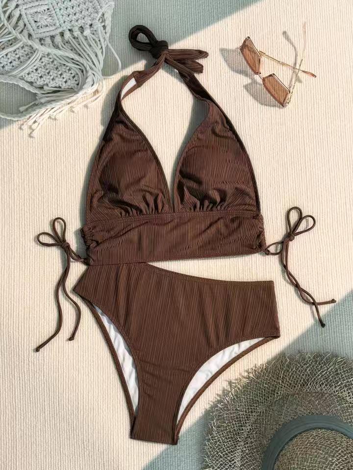 Ensemble de bikini côtelé à col montant Berg-Feldt pour femmes