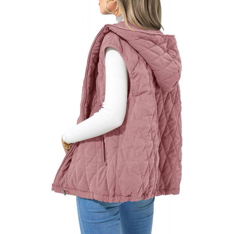 Women's quilted vest with hood and side zip pockets Berg-Feldt