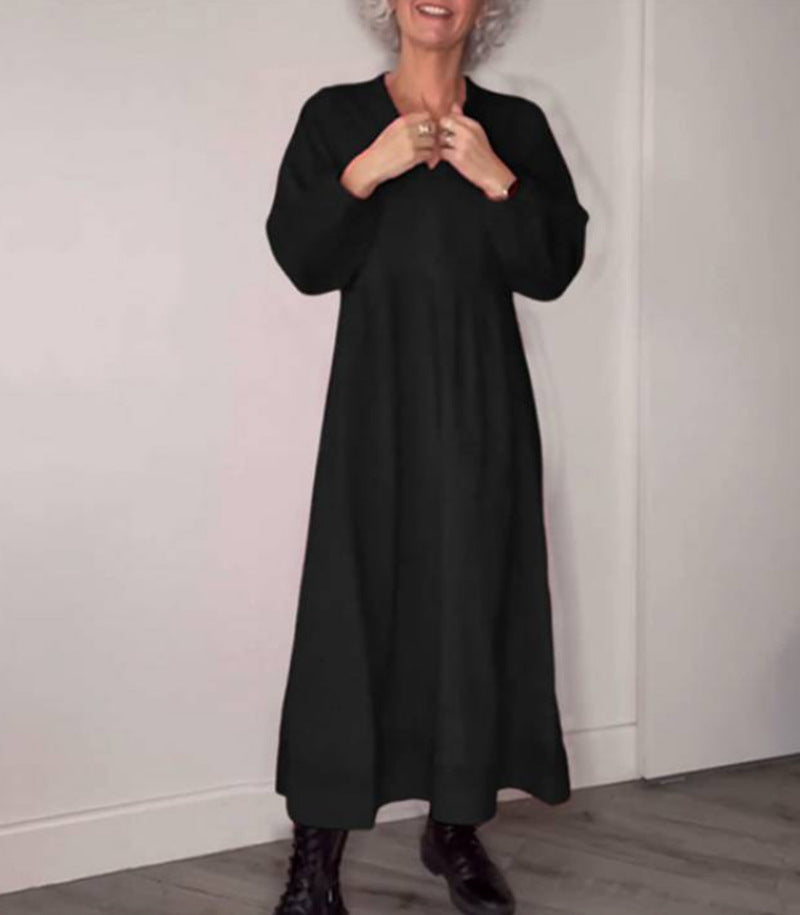 Maxi-robe pour femme avec col en V élégant et manches longues confortables Berg-Feldt