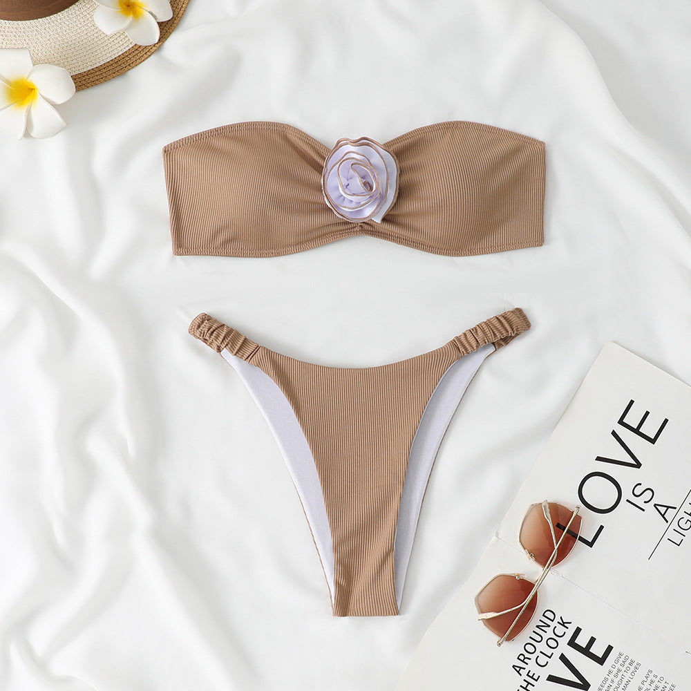 Berg-Feldt Haut de Bikini Bandeau à Motif Floral pour Femmes
