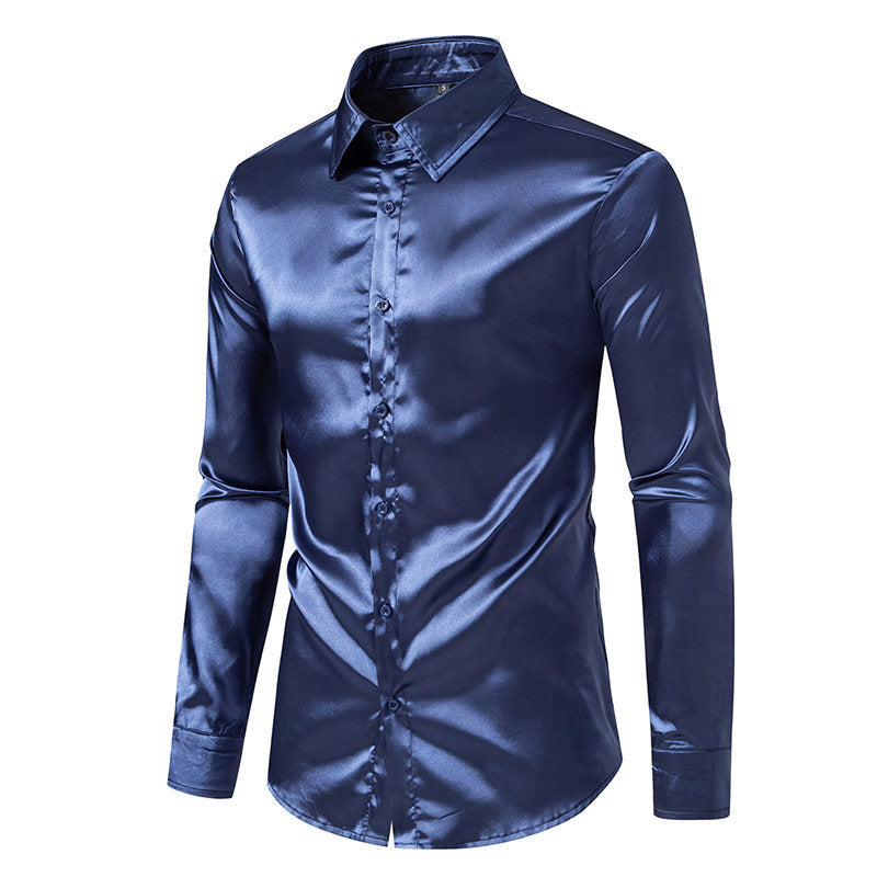 Chemise en satin élégante pour homme, finition chatoyante et col classique Berg-Feldt