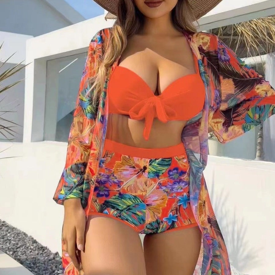 Bikini coloré taille haute avec kimono de plage pour femme berg-feldt
