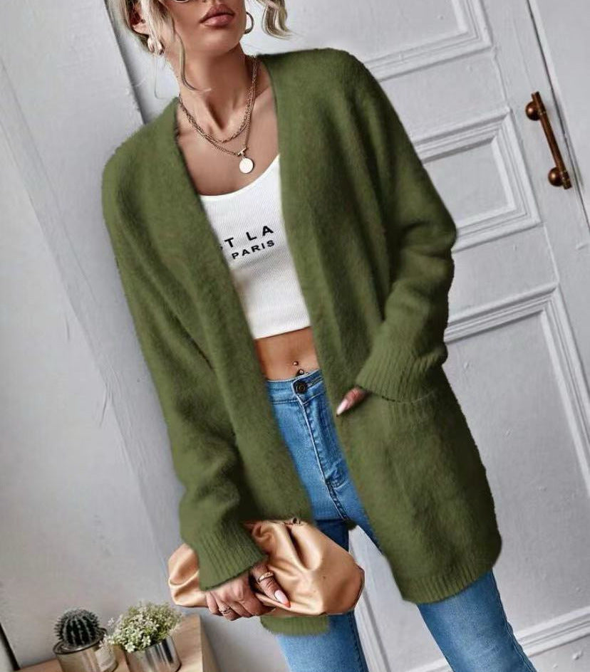 Cardigan long et duveteux en tissu doux Berg-Feldt pour femmes