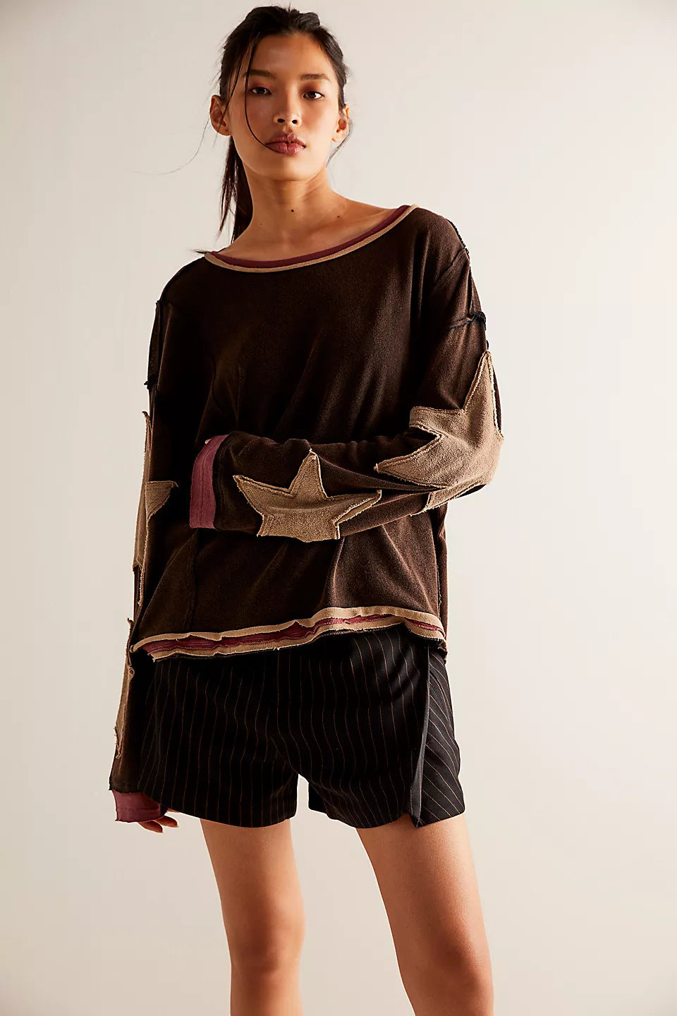 Pull-over décontracté pour femme avec broderie étoile de berg-feldt