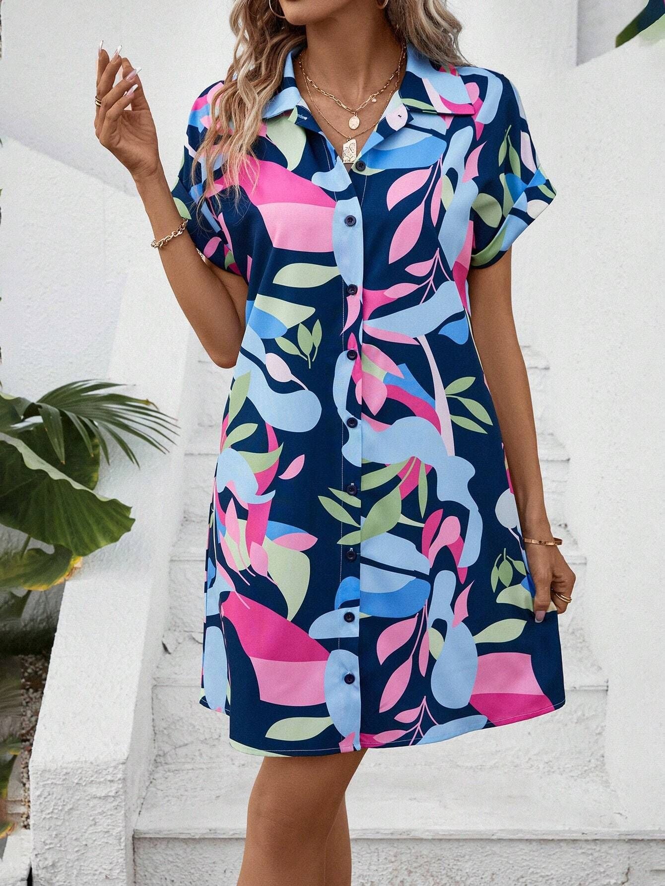 Robe chemise pour femme à motif floral audacieux de berg-feldt
