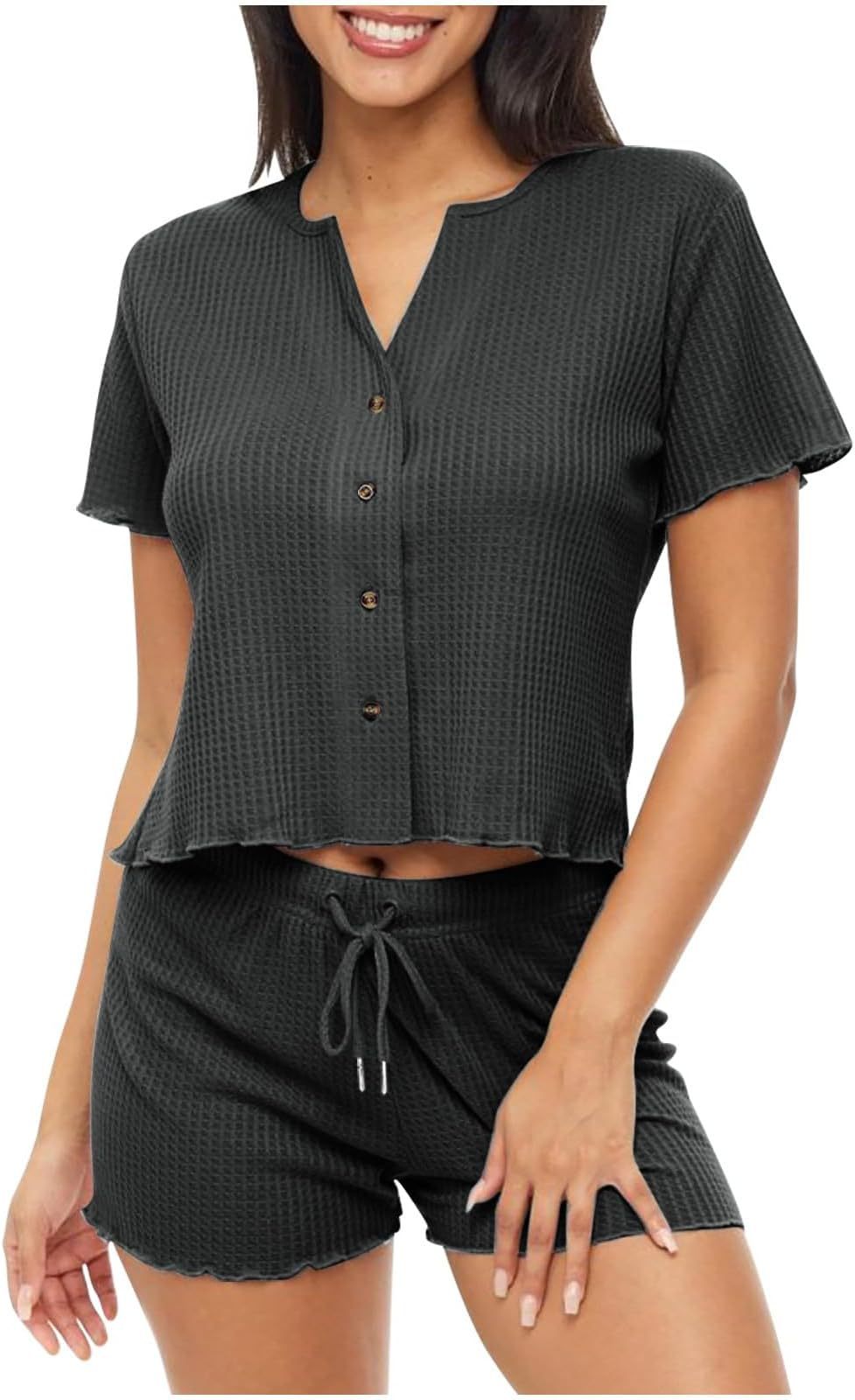 Ensemble de pyjama pour femme berg-feldt, confortable, à manches courtes et boutonné
