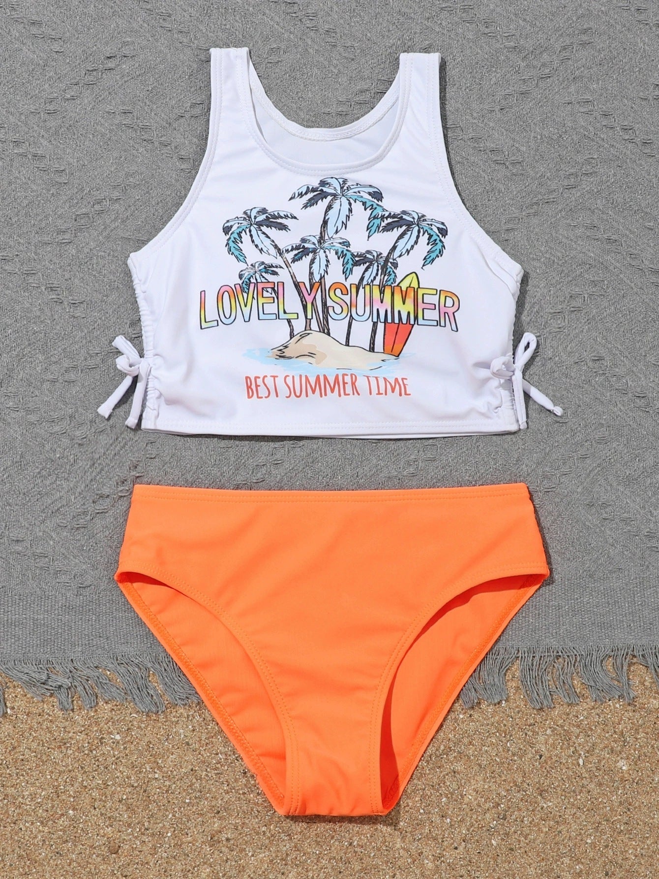 Ensemble de bikini pour femme avec haut court à motif graphique