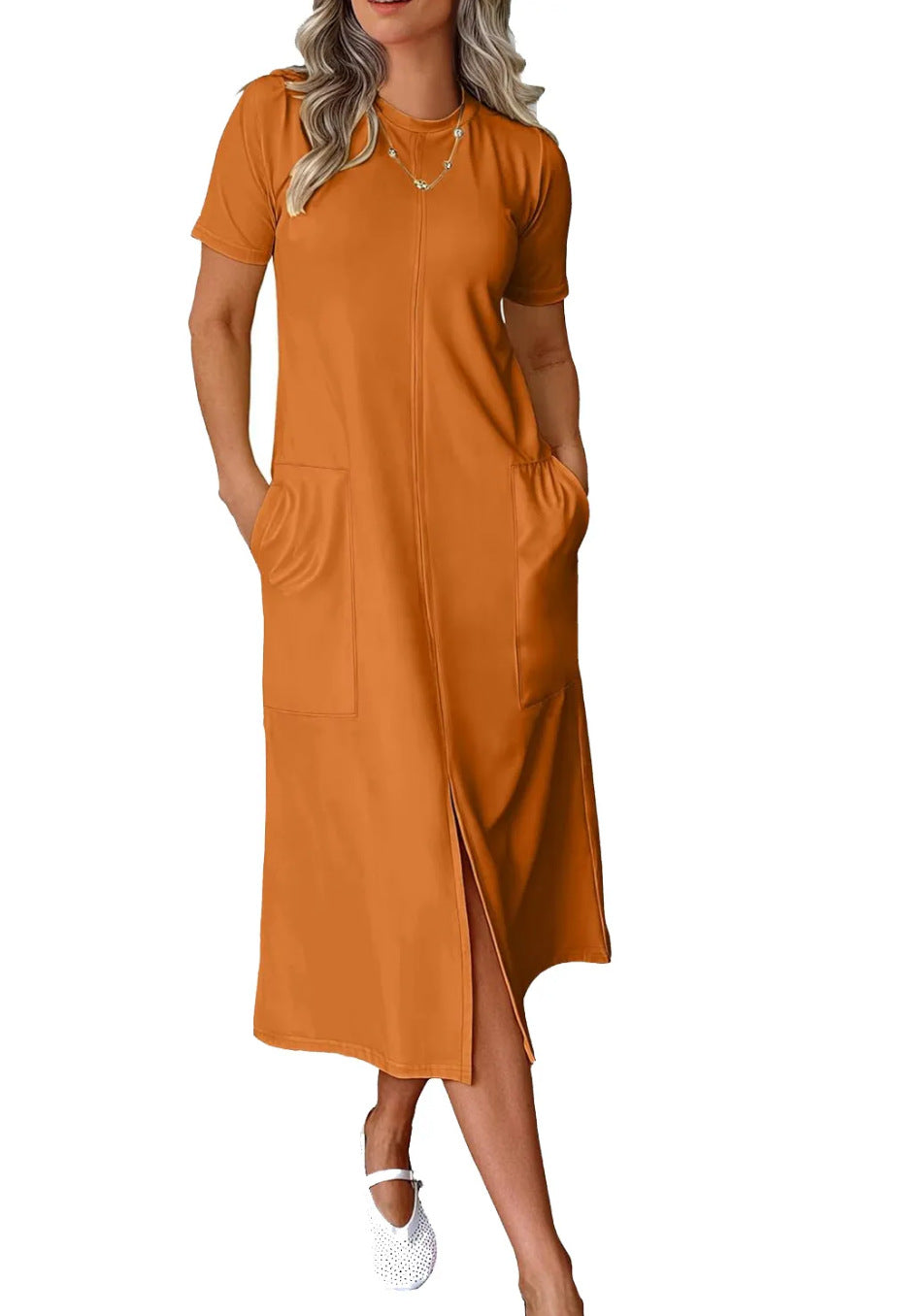 Maxikleid für Damen, lässig geschnitten, mit Taschen und Seitenschlitz von berg-feldt