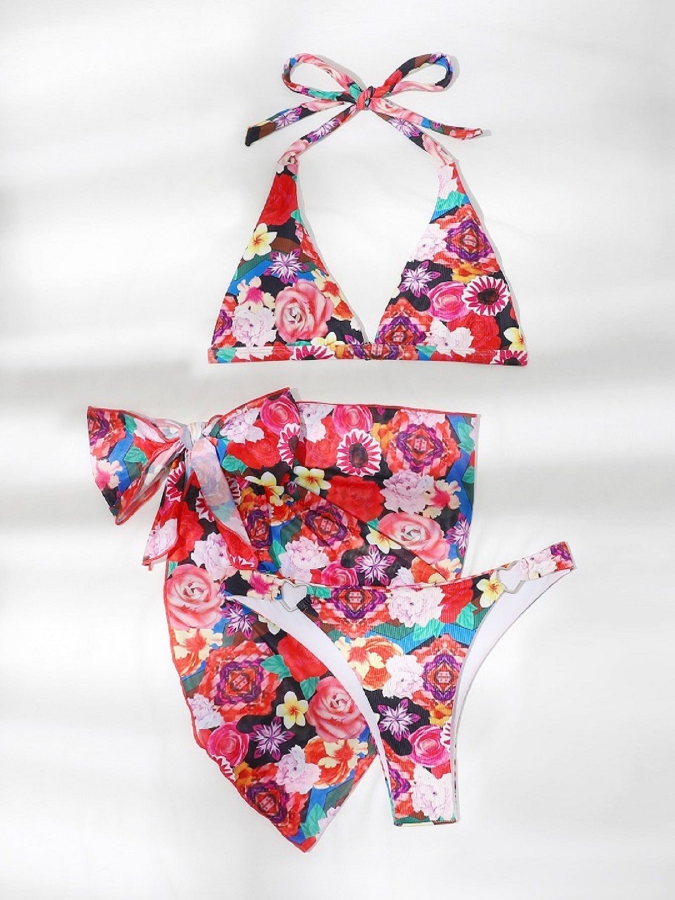 Haut de bikini triangle à imprimé floral avec liens à nouer de berg-feldt