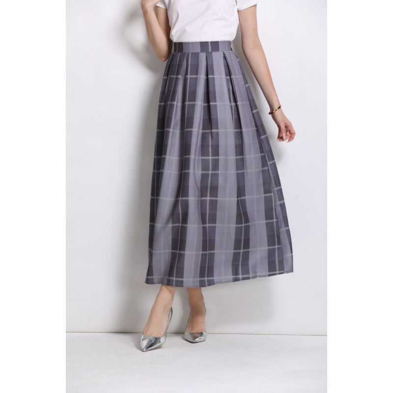 Jupe longue Berg-feldt pour femme, taille haute, à carreaux