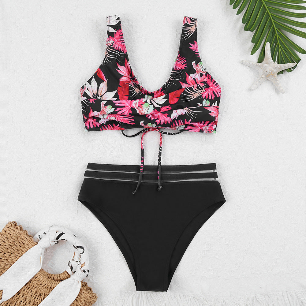 Ensemble bikini berg-feldt pour femme avec haut fleuri et taille haute
