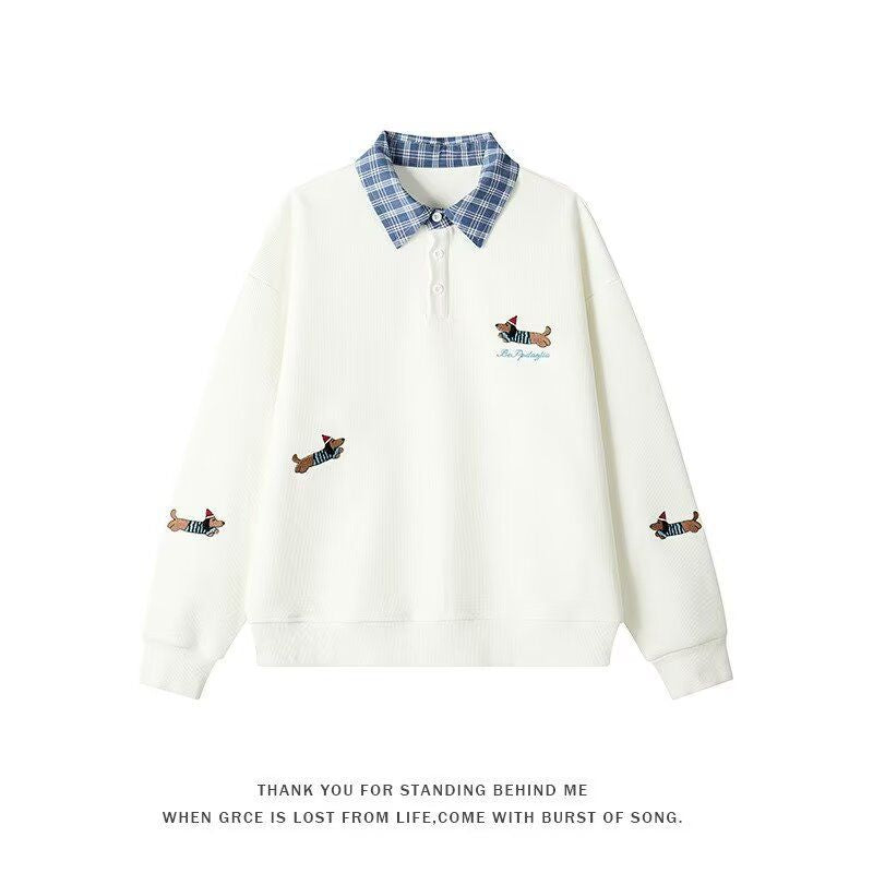 Damen Pullover mit stilvollem Karomuster und tierischem Motiv Berg-Feldt