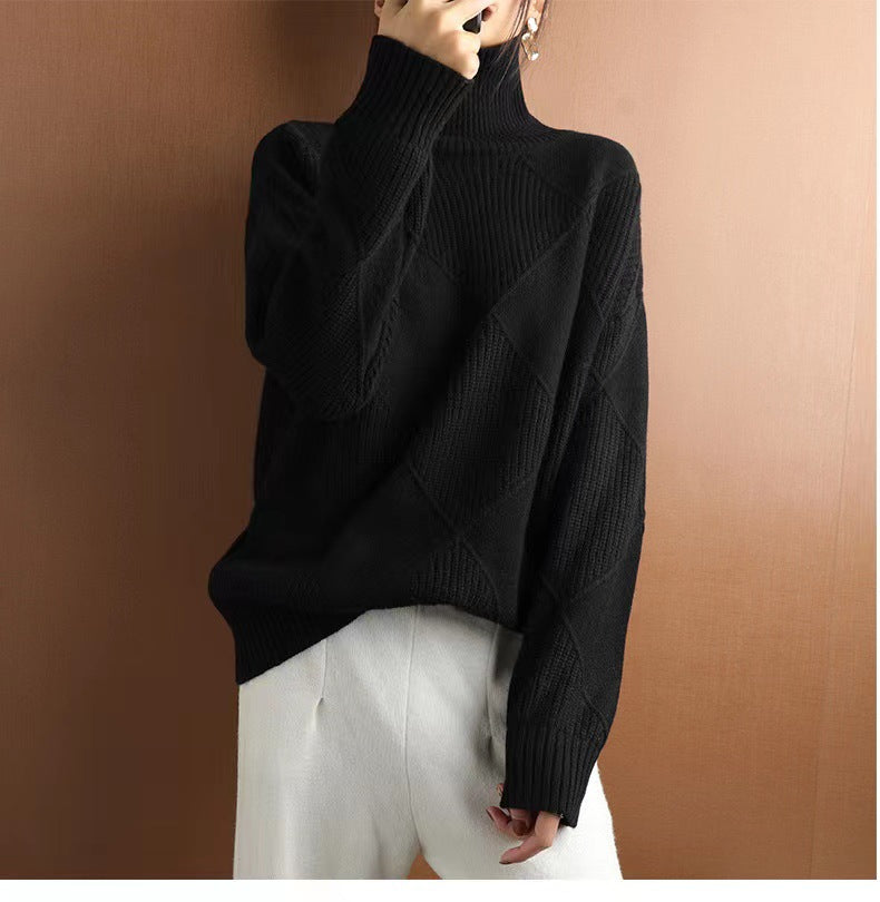 Pull en grosse maille pour femme avec col roulé chic et motif structuré Berg-Feldt