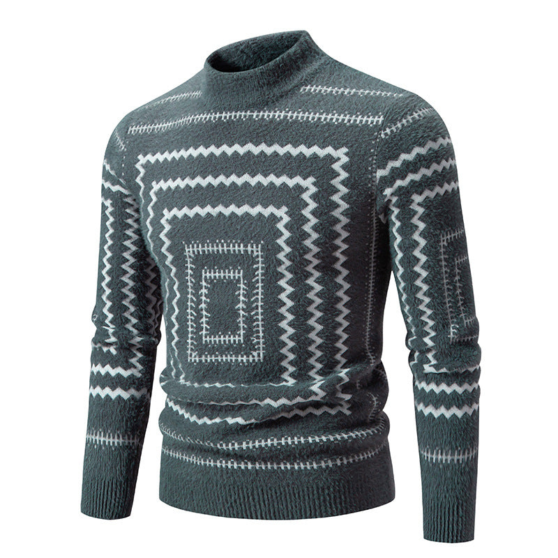 Damen Strickpullover mit geometrischem Muster und hohem Kragen Berg-Feldt