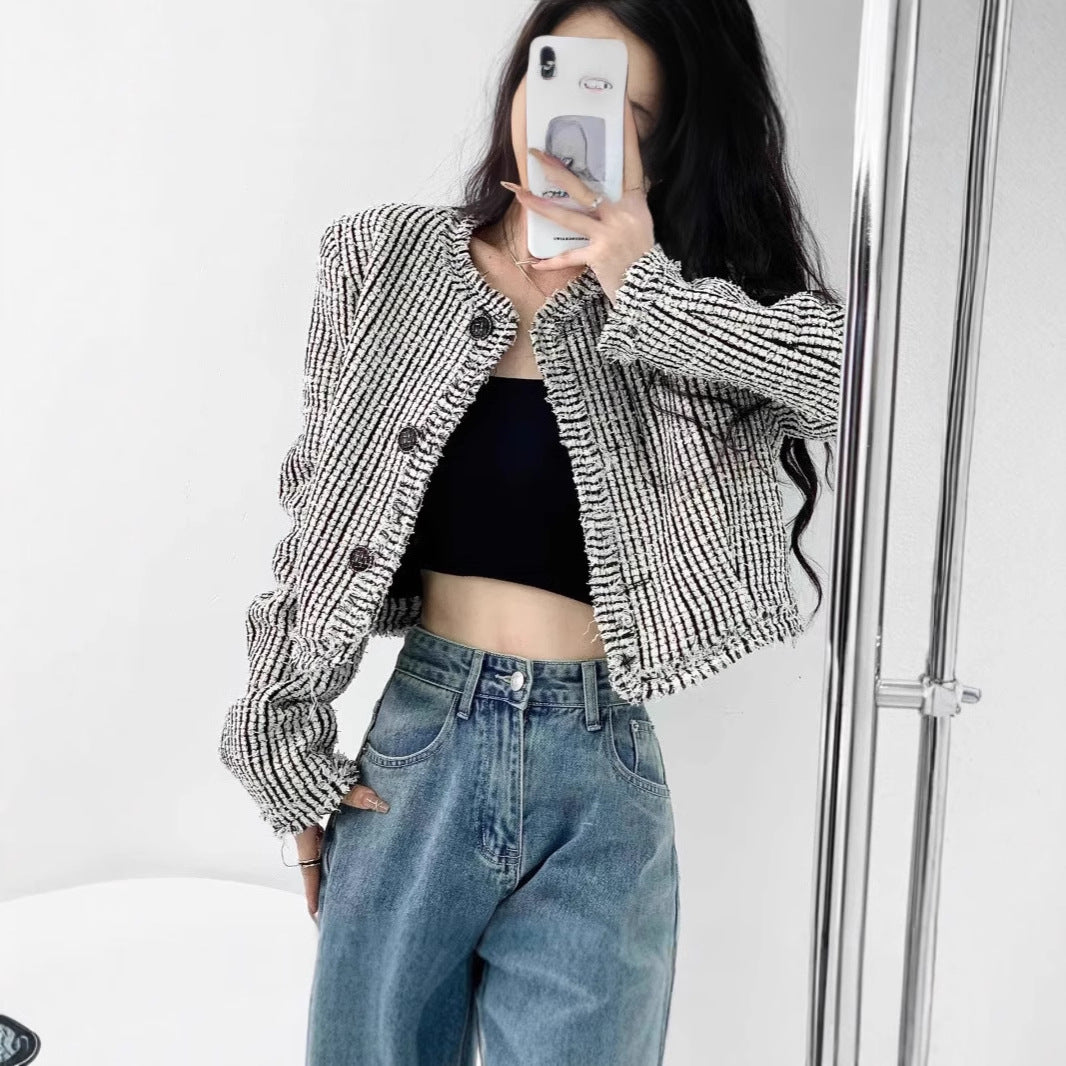 Damen Jacke im Bouclé-Stil mit Zierknöpfen und lässigem Schnitt Berg-Feldt