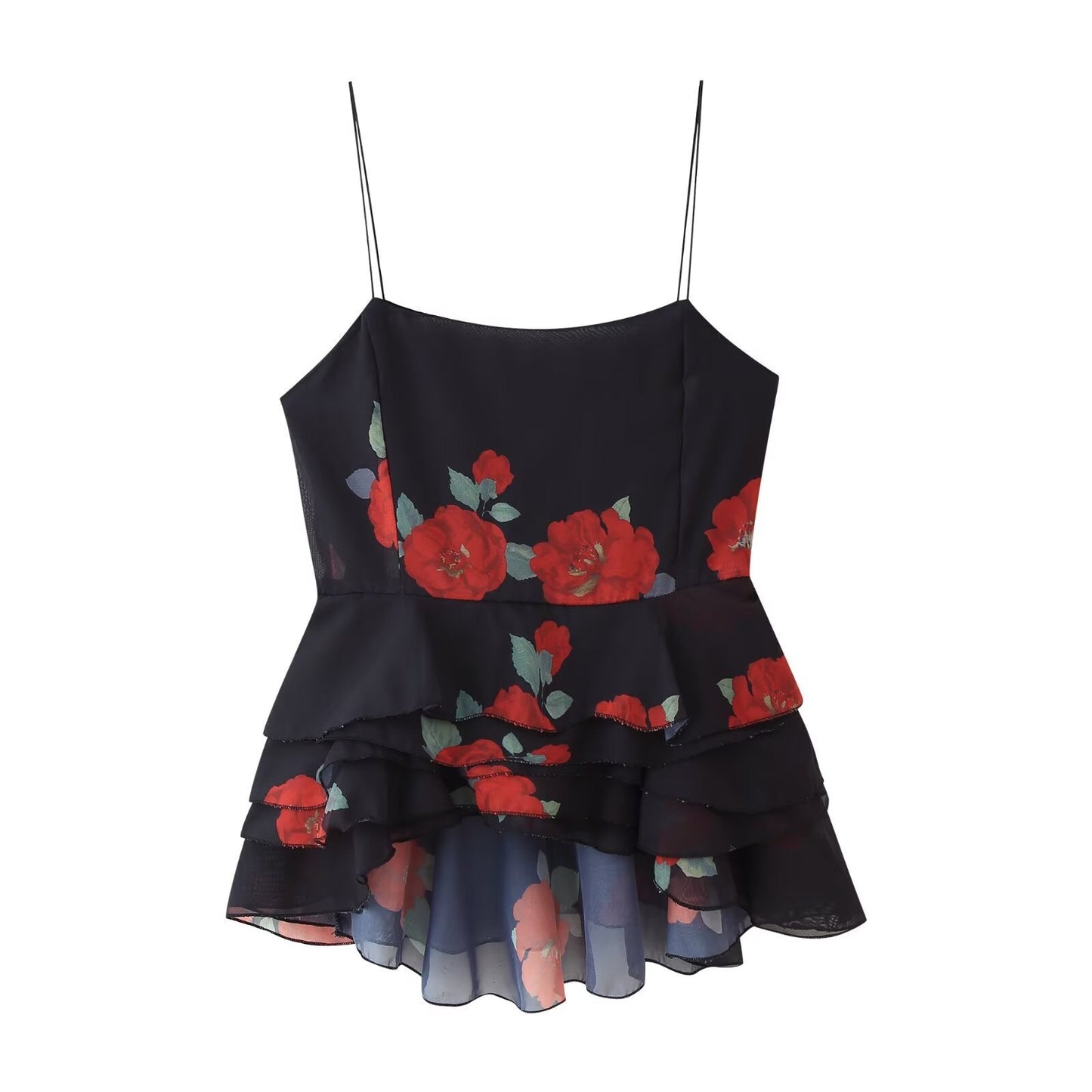 Jupe longue Berg-Feldt pour femme avec motif floral et jupe en voile transparent