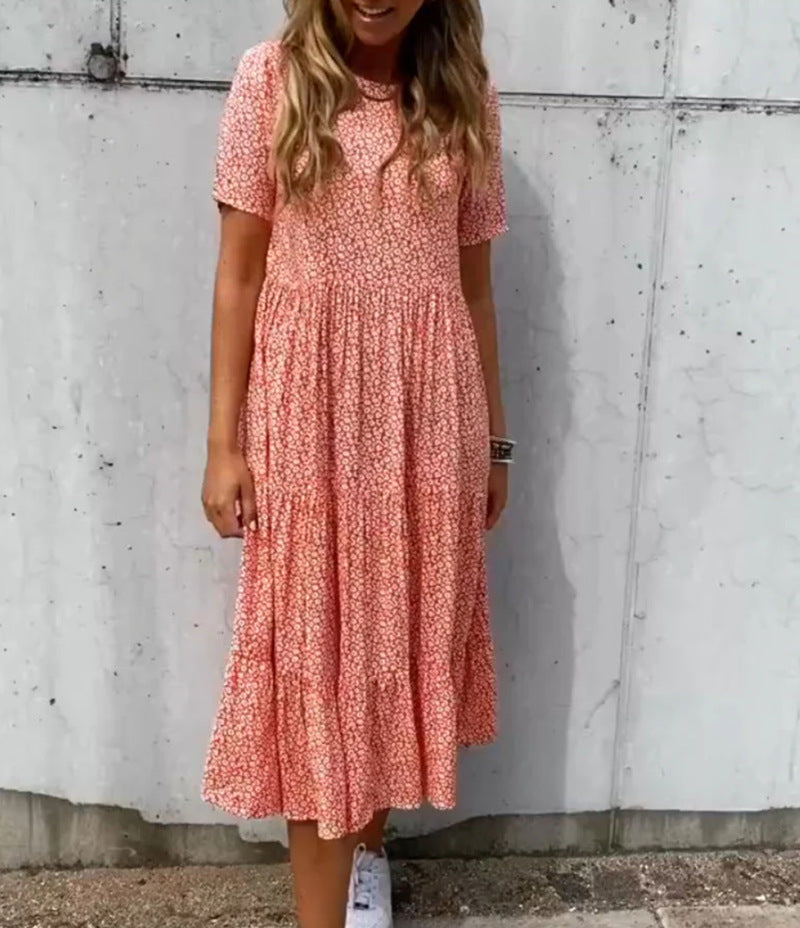 Leichtes Damen-Midi-Kleid mit Blumenmuster und fließender Form von berg-feldt