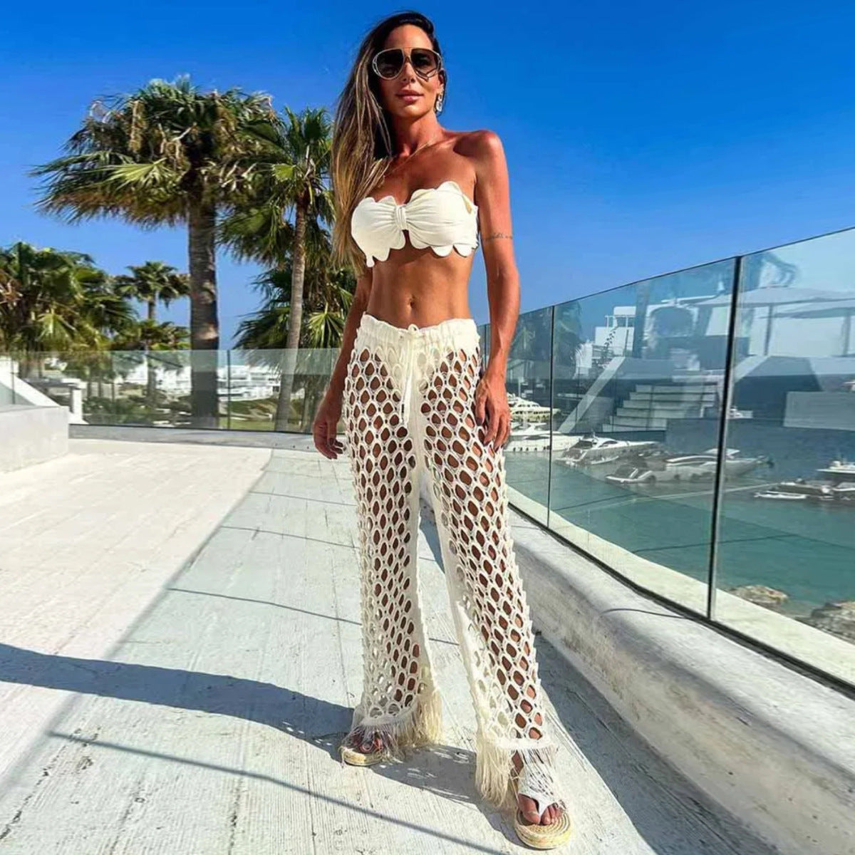 Élégant ensemble de plage pour femme : pantalon en crochet et haut bandeau par berg-feldt