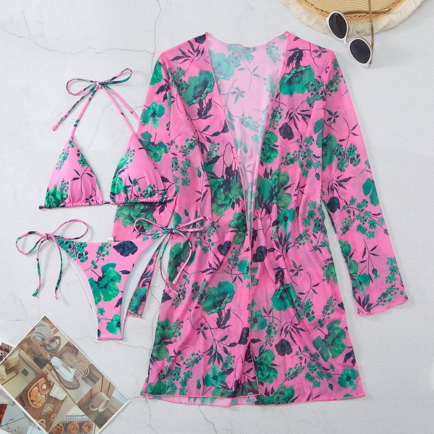 Ensemble de bain et cache-maillot fleuri Berg-Feldt pour femme