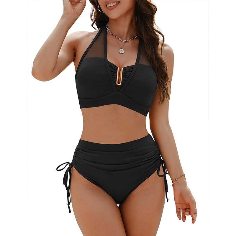 Ensemble de bikini pour femme avec fronces réglables et détails en maille tendance de berg-feldt