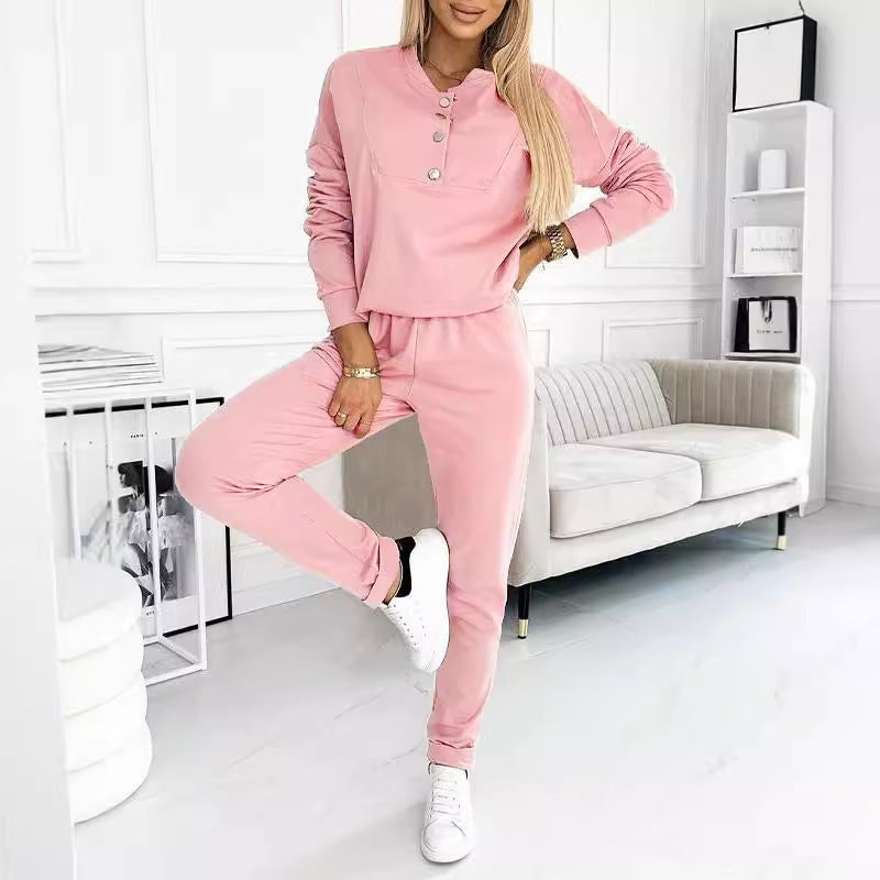 Survêtement décontracté pour femme avec détails boutonnés tendance et taille élastique Berg-Feldt