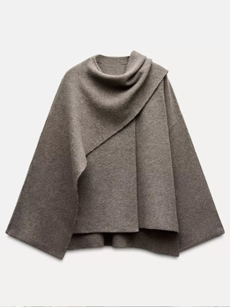 Damen Poncho aus hochwertiger Strickware mit asymmetrischem Design Berg-Feldt