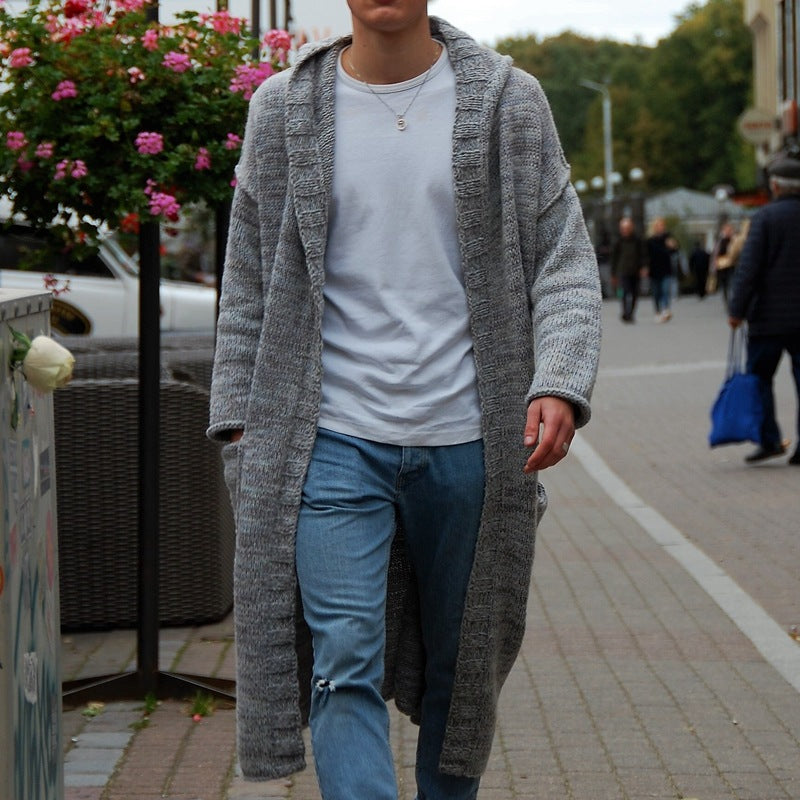 Herren Langer Strickmantel mit modernem Design und lässigen Details Berg-Feldt