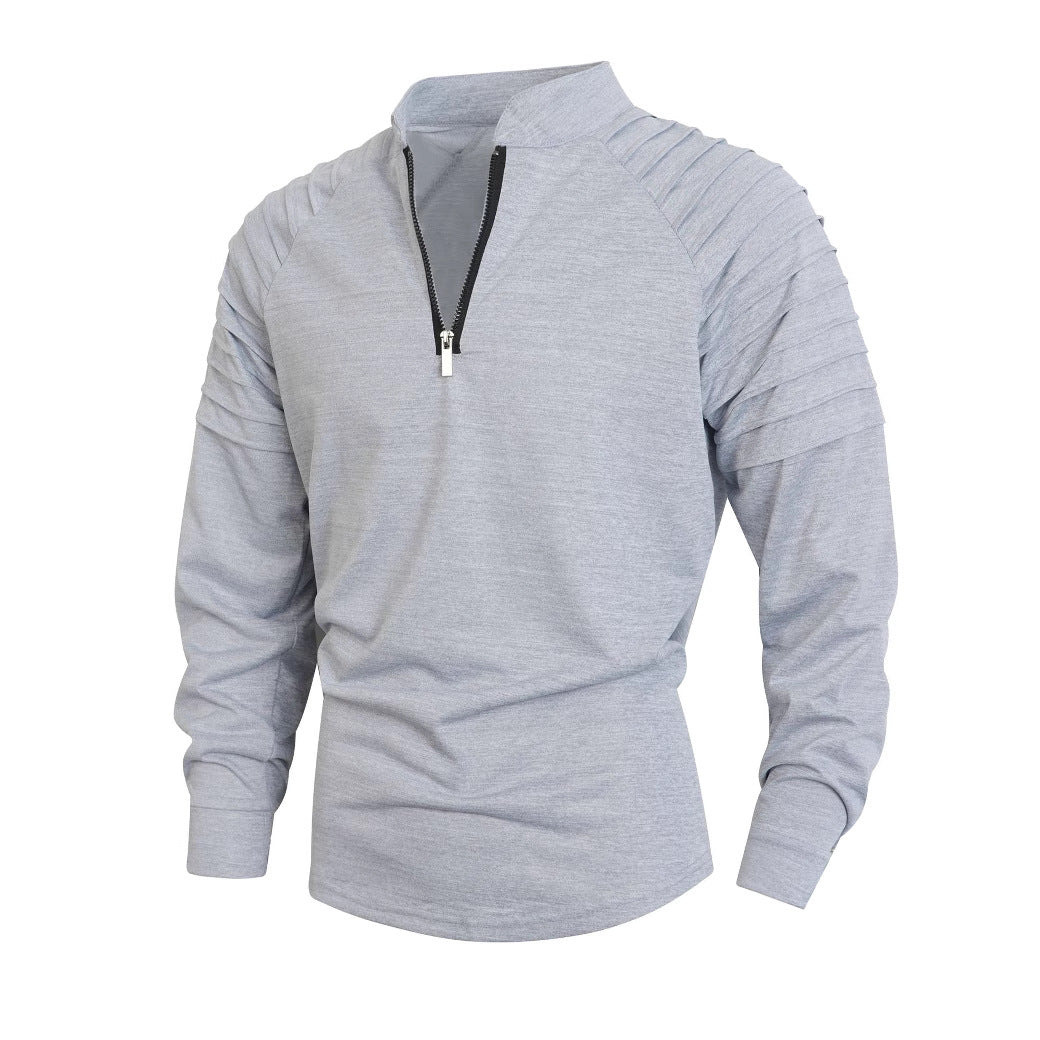 Herren Langarmshirt mit modernem Stehkragen und Reißverschluss Berg-Feldt