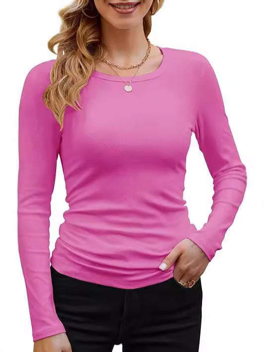 T-shirt à manches longues près du corps en fine maille côtelée pour femme de berg-feldt