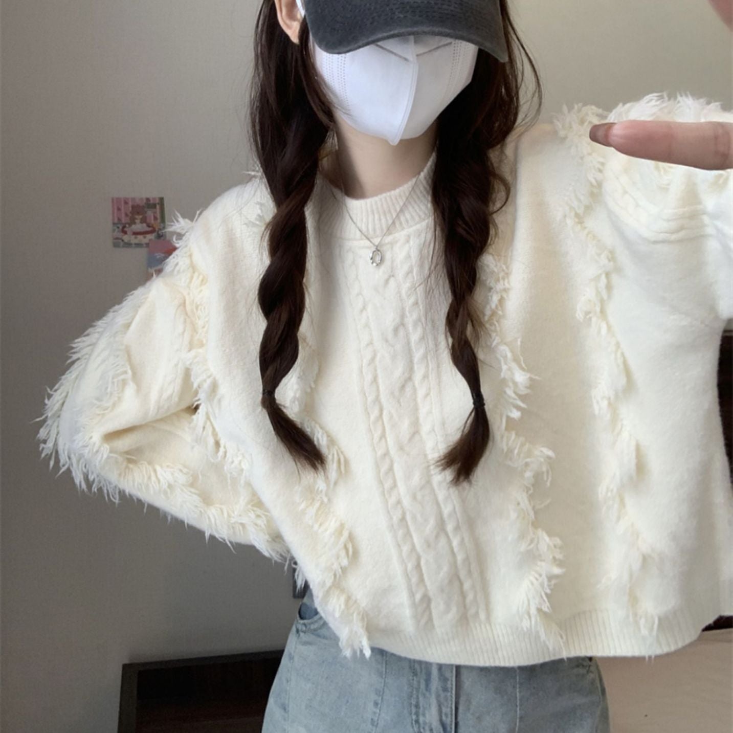 Pull-over en maille épaisse pour femme, à détails frangés et coupe décontractée Berg-Feldt
