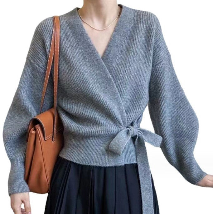 Damen Wickelstrickjacke mit weit geschnittenen Ärmeln und Taillengürtel Berg-Feldt