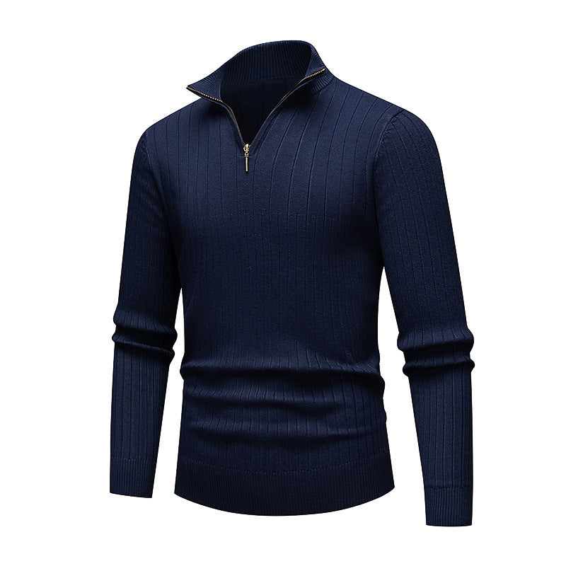 Pull pour homme en maille de qualité avec col montant moderne et fermeture éclair Berg-Feldt