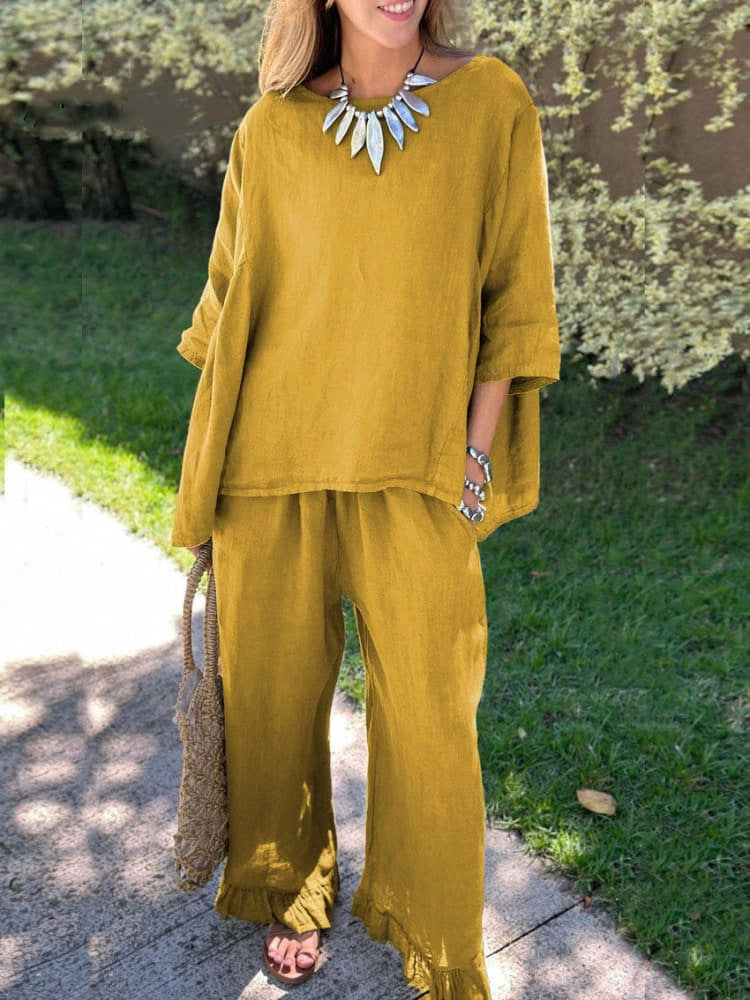 Ensemble de détente pour femme avec pantalon large et haut décontracté par berg-feldt