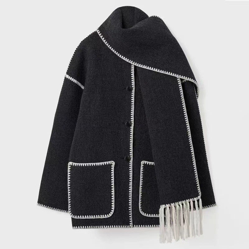 Damen Oversized Strickjacke mit Fransen und Taschen Berg-Feldt