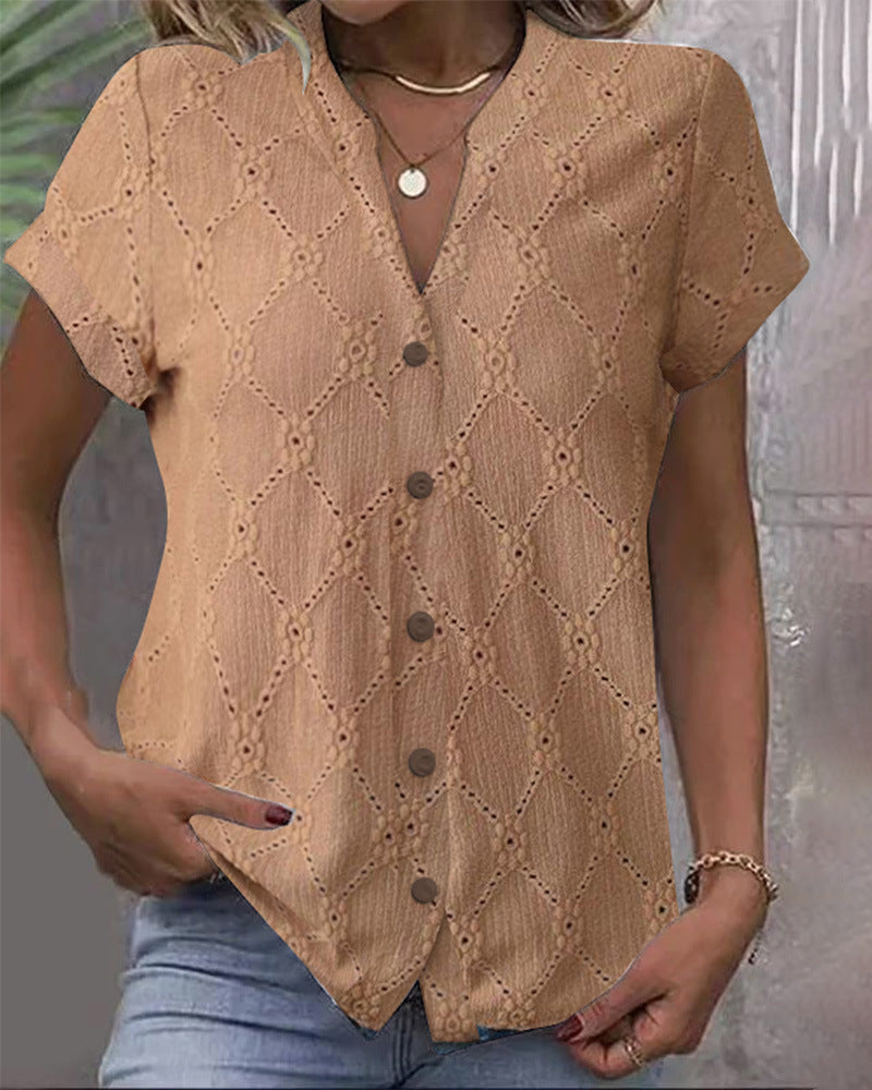 Chemisier femme Berg-Feldt avec motif ajouré sophistiqué et boutons élégants