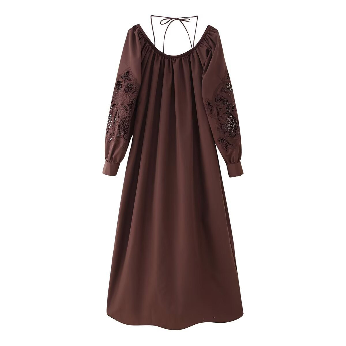 Robe longue femme, épaules dénudées, détails brodés sur les manches de berg-feldt