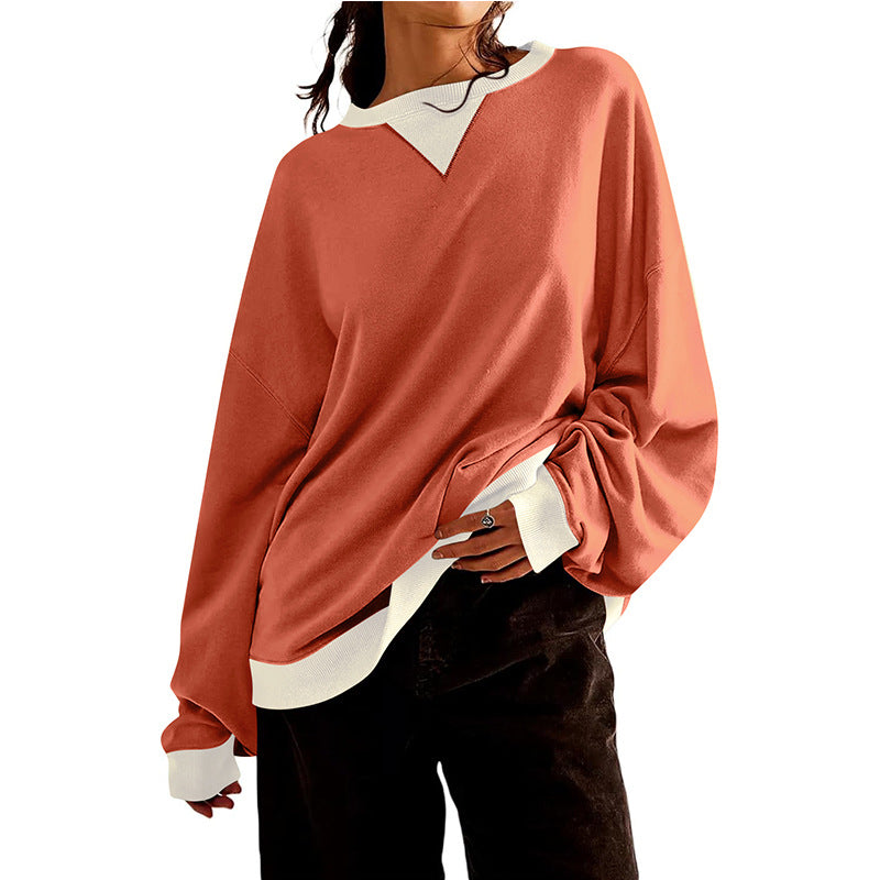 Sweat-shirt décontracté pour femme avec col en V et poignets contrastés Berg-Feldt