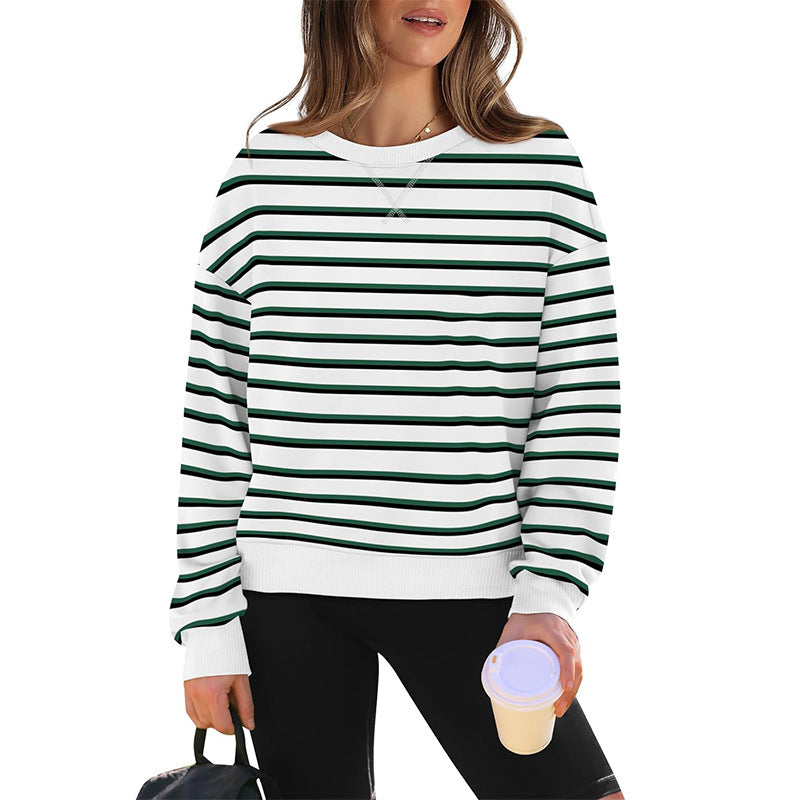 Sweatshirt décontracté pour femme avec motif rayé moderne et col rond Berg-Feldt