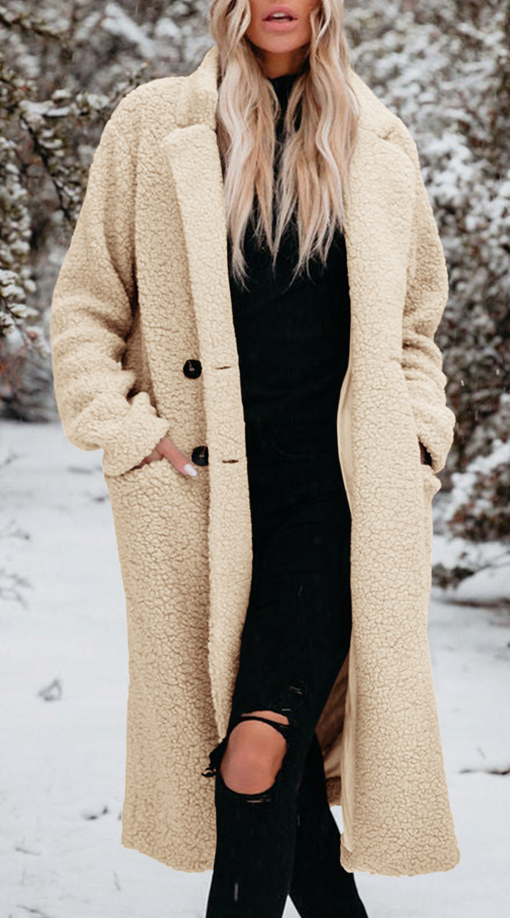 Damen Oversized Teddy-Mantel mit Knopfverschluss und praktischen Taschen Berg-Feldt