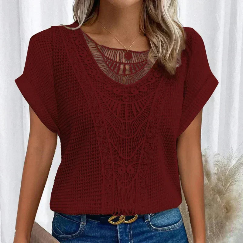 ALEYNA: Spitzenbluse aus Strickstoff